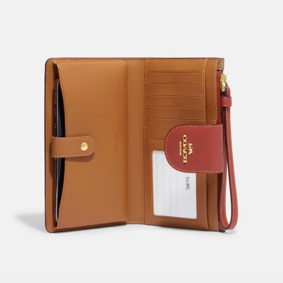 Coach CH165 Tech Wallet In Signature Canvas With Wild Strawberry Print - Picture 5 of 5